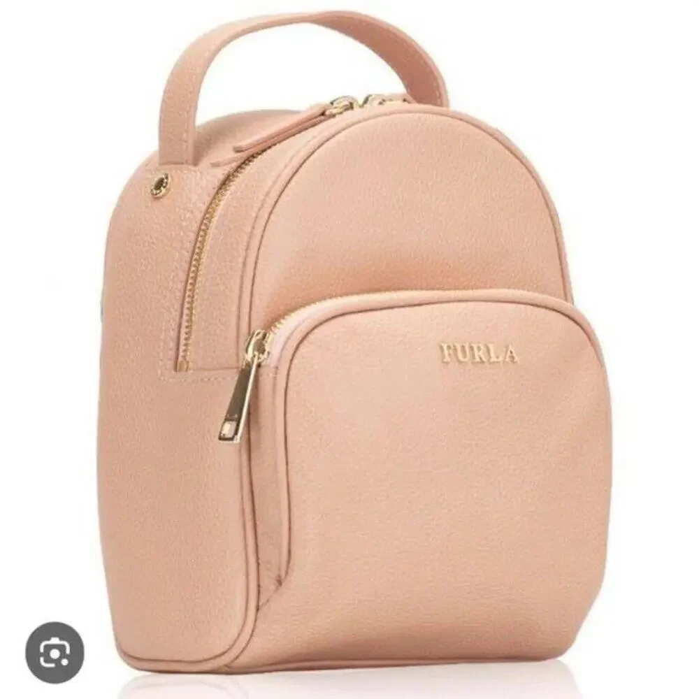 Furla Frida Mini backpack in Moonstone ( pale pink) with Rose Gold hardware New